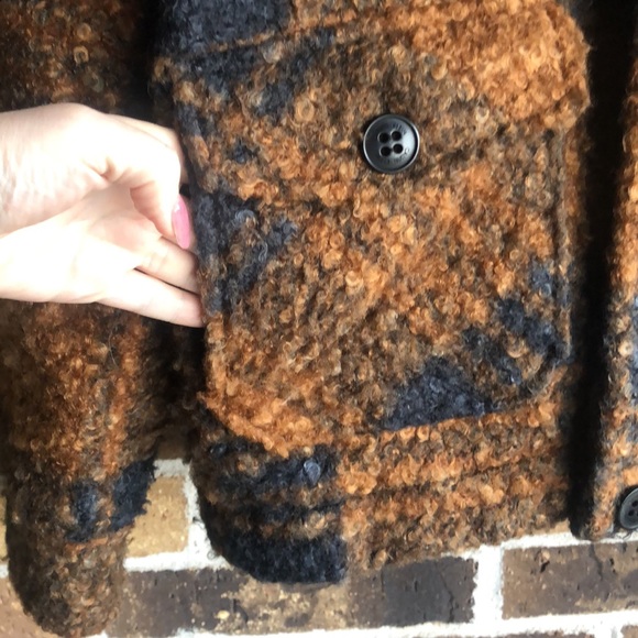 Calvin Klein Brown Plaid Faux Sherpa Button Jacket - Picture 3 of 9